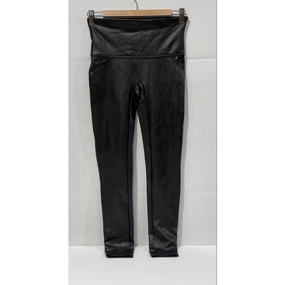 NWOT SPANX FAUX LEATHER LEGGINGS (2437) BLACK , SIZE - LARGE (B123) - Picture 1 of 7